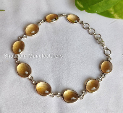 Natural Citrine Bracelet, 925 Sterling Silver Bracelet, Yellow Quartz Bracelet, Adjustable Gemstone Bracelet,Healing Crystal Jewelry for Her