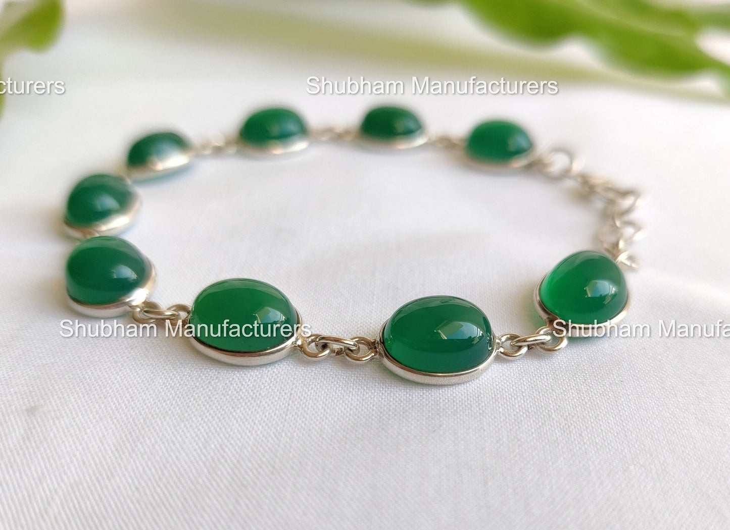 Genuine Green Onyx Bracelet, 925 Sterling Silver Bracelet, Green Gemstone Adjustable Bracelet, Dainty Minimalist Bracelet for Women