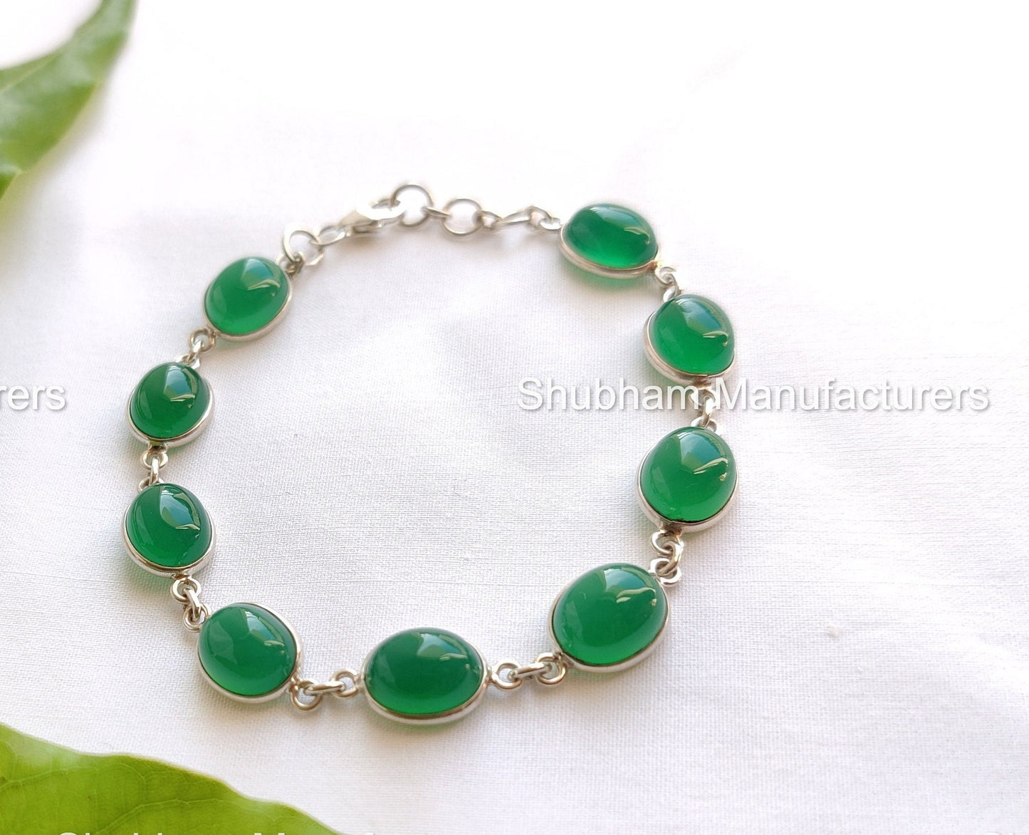Genuine Green Onyx Bracelet, 925 Sterling Silver Bracelet, Green Gemstone Adjustable Bracelet, Dainty Minimalist Bracelet for Women