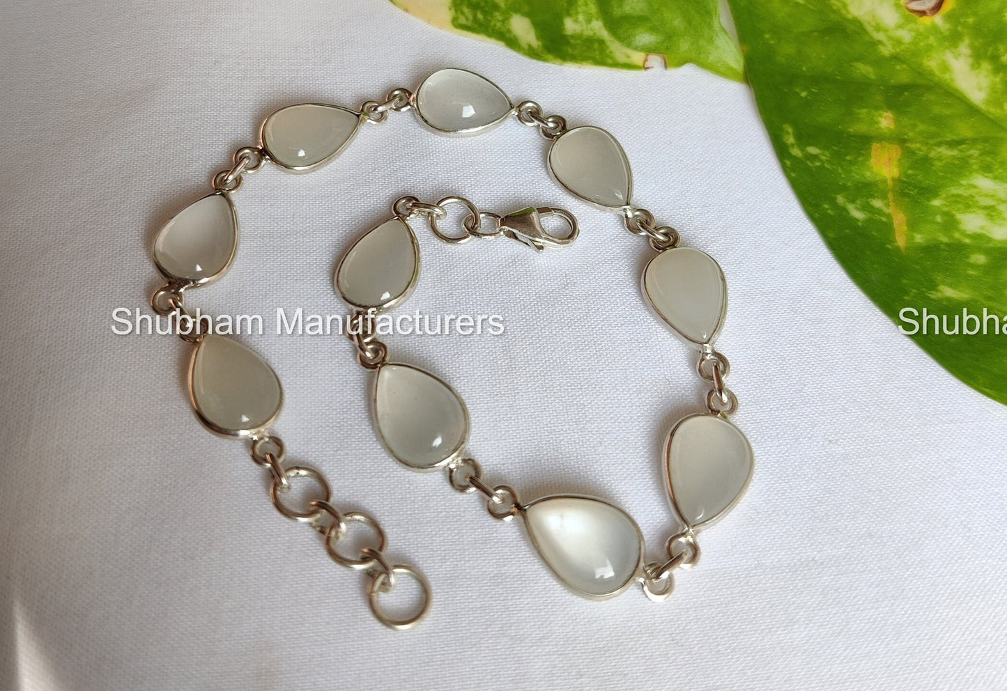 Natural White Moonstone Bracelet, 925 Sterling Silver Bracelet, Healing Moonstone Jewelry, Adjustable Gemstone Bracelet, Gift for Love