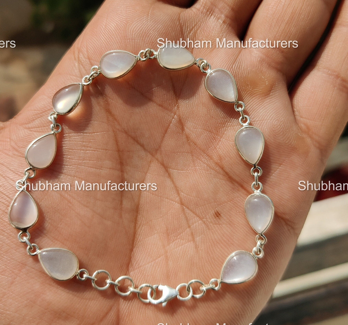 Natural White Moonstone Bracelet, 925 Sterling Silver Bracelet, Healing Moonstone Jewelry, Adjustable Gemstone Bracelet, Gift for Love