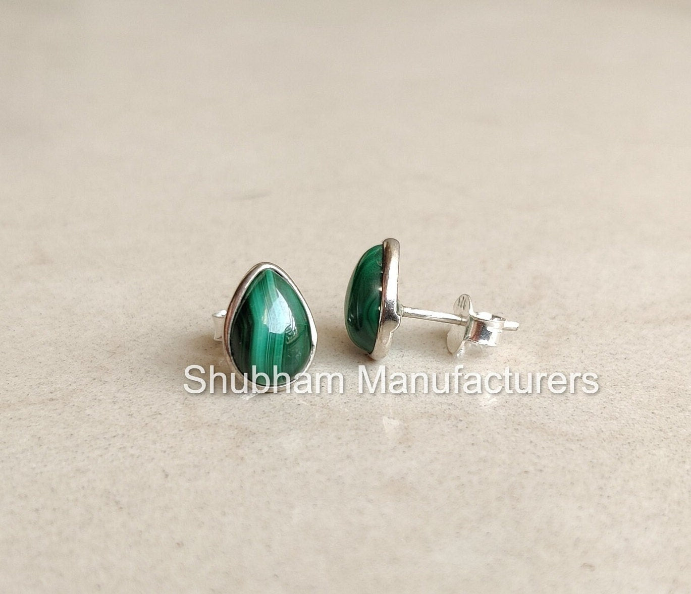 Natural Malachite Stud Earrings, 925 Sterling Silver Studs, Malachite Post Earrings, Green Malachite Jewelry, Perfect Gift for Her,for Girls