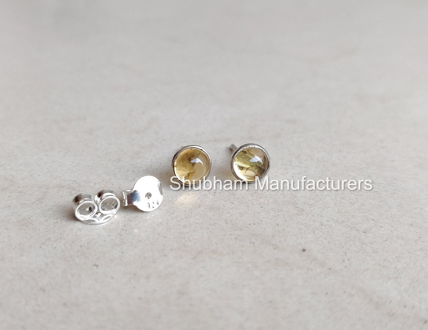 Natural Citrine Stud Earrings, 925 Sterling Silver Studs, Tiny Citrine Post Earrings, November Birthstone, Yellow Citrine Jewelry for Women