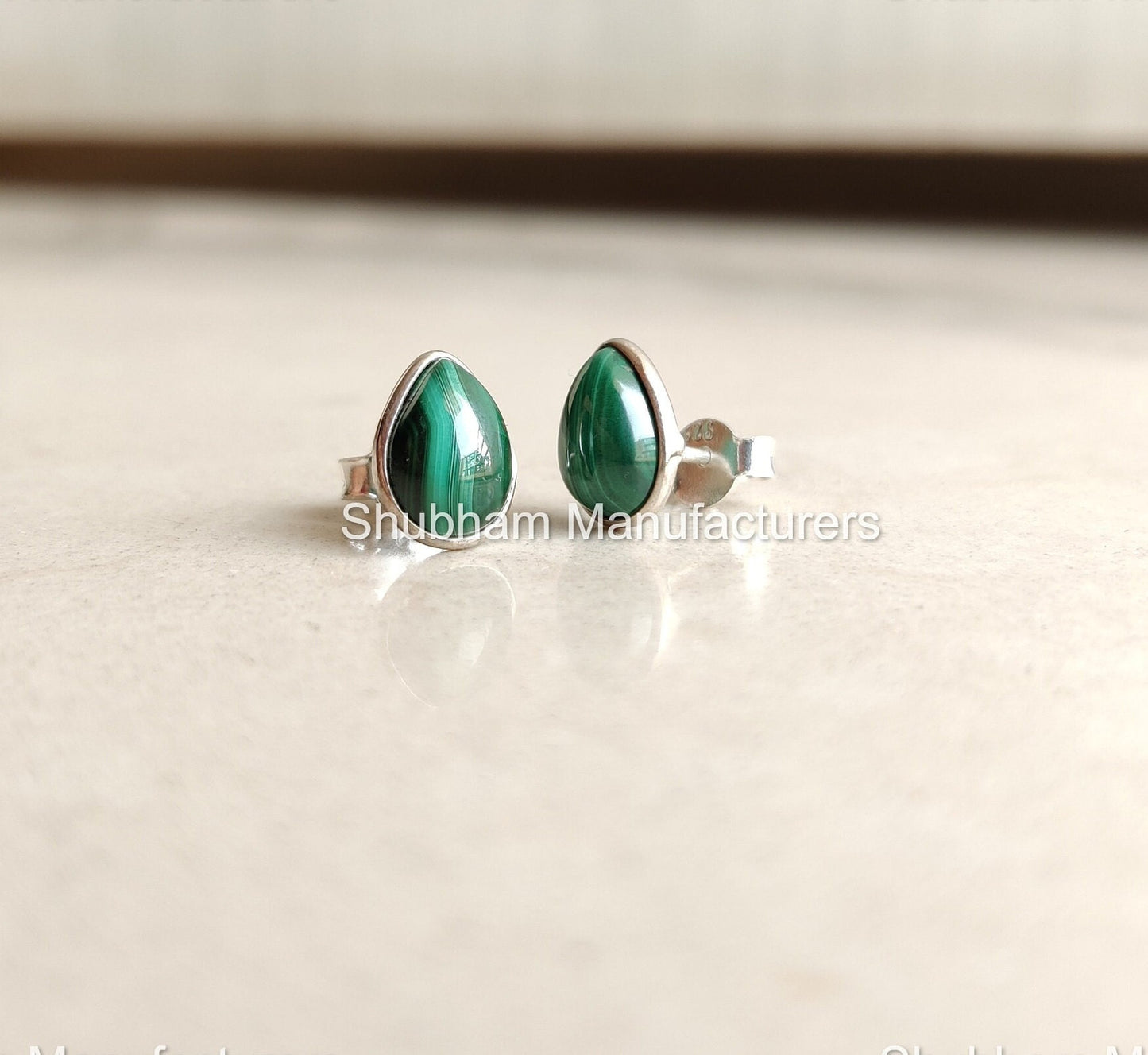 Natural Malachite Stud Earrings, 925 Sterling Silver Studs, Malachite Post Earrings, Green Malachite Jewelry, Perfect Gift for Her,for Girls