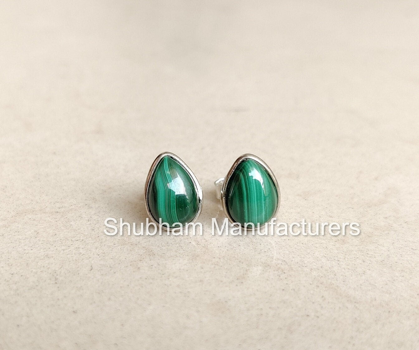 Natural Malachite Stud Earrings, 925 Sterling Silver Studs, Malachite Post Earrings, Green Malachite Jewelry, Perfect Gift for Her,for Girls