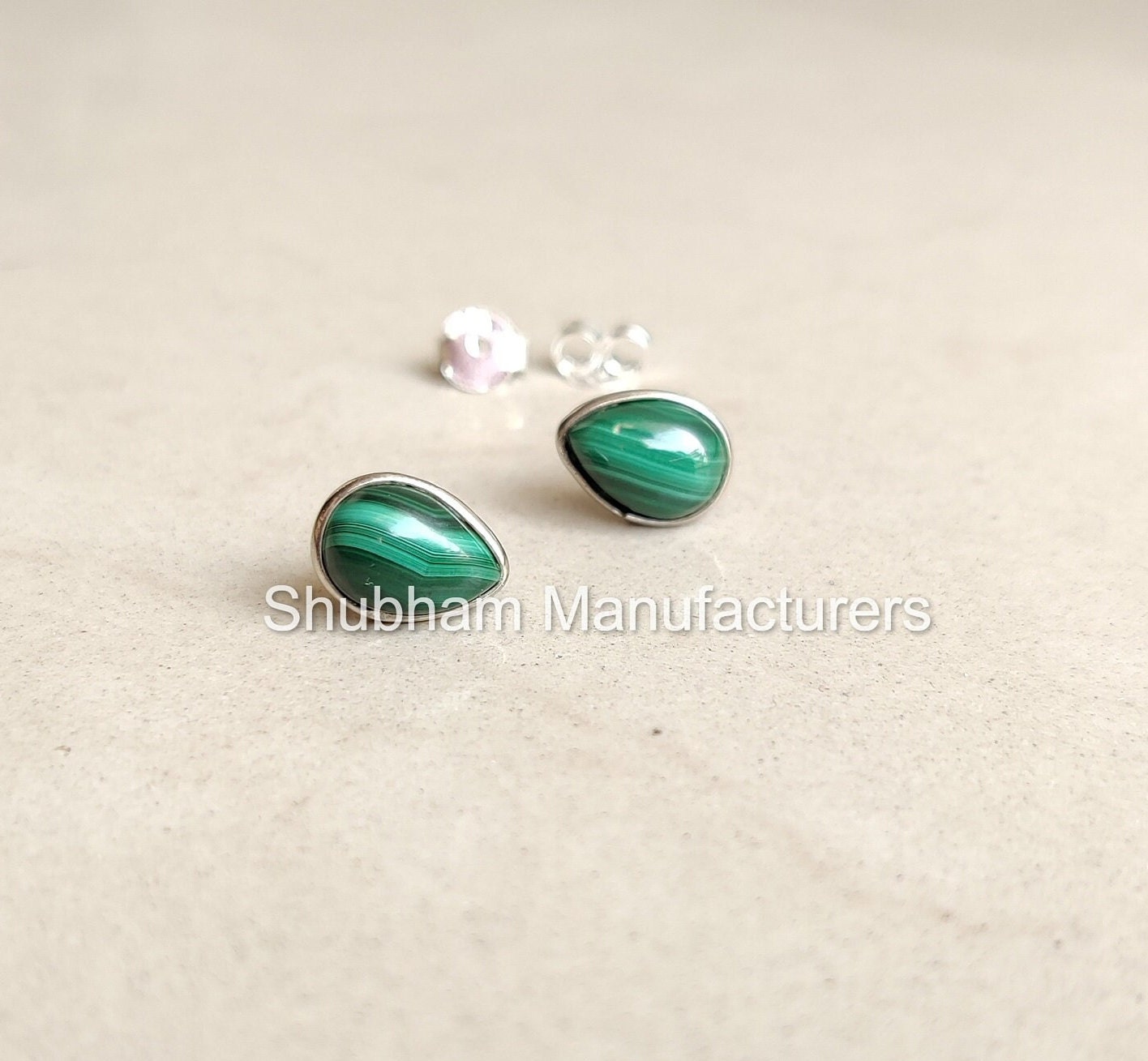 Natural Malachite Stud Earrings, 925 Sterling Silver Studs, Malachite Post Earrings, Green Malachite Jewelry, Perfect Gift for Her,for Girls