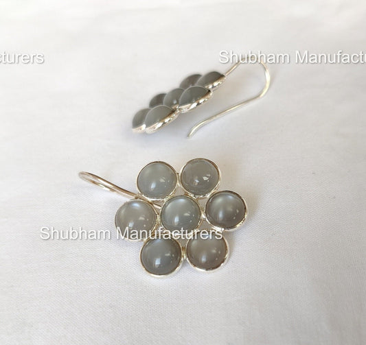 Natural Gray Moonstone Earrings, 925 Sterling Silver Earrings, Gemstone Dangle Earrings, Healing Moonstone Jewelry, Handmade Boho Earrings