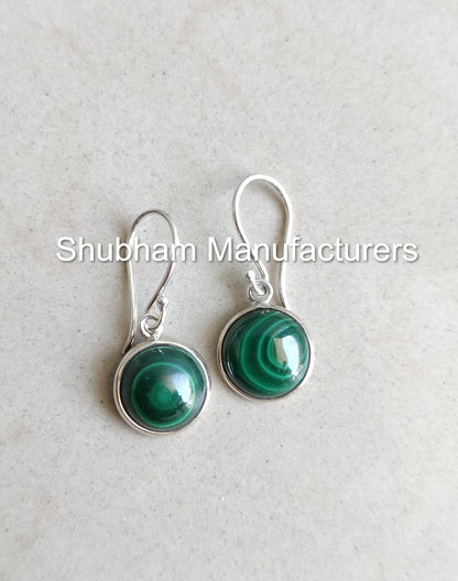 Natural Malachite Earrings, 925 Sterling Silver Earrings, Malachite Gemstone Earrings, Simple Everyday Earrings, Malachite Dangle Earrings