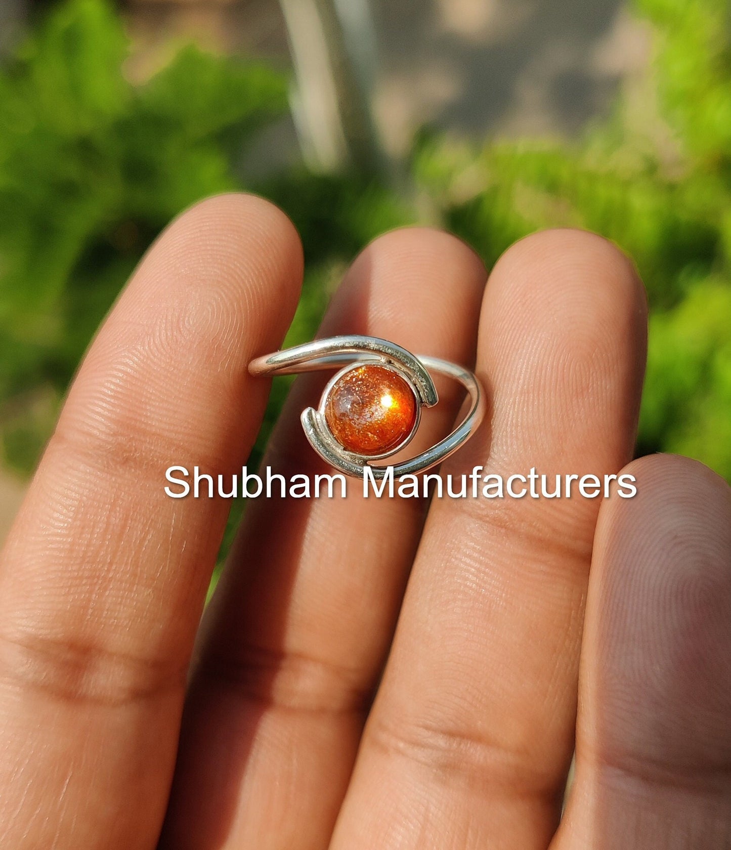 Sun Stone Ring, 925 Sterling Silver Ring, Sunstone Jewelry, Natural Gemstone Ring, Silver Birthstone Ring, Handmade Gift for Her,Bypass Ring