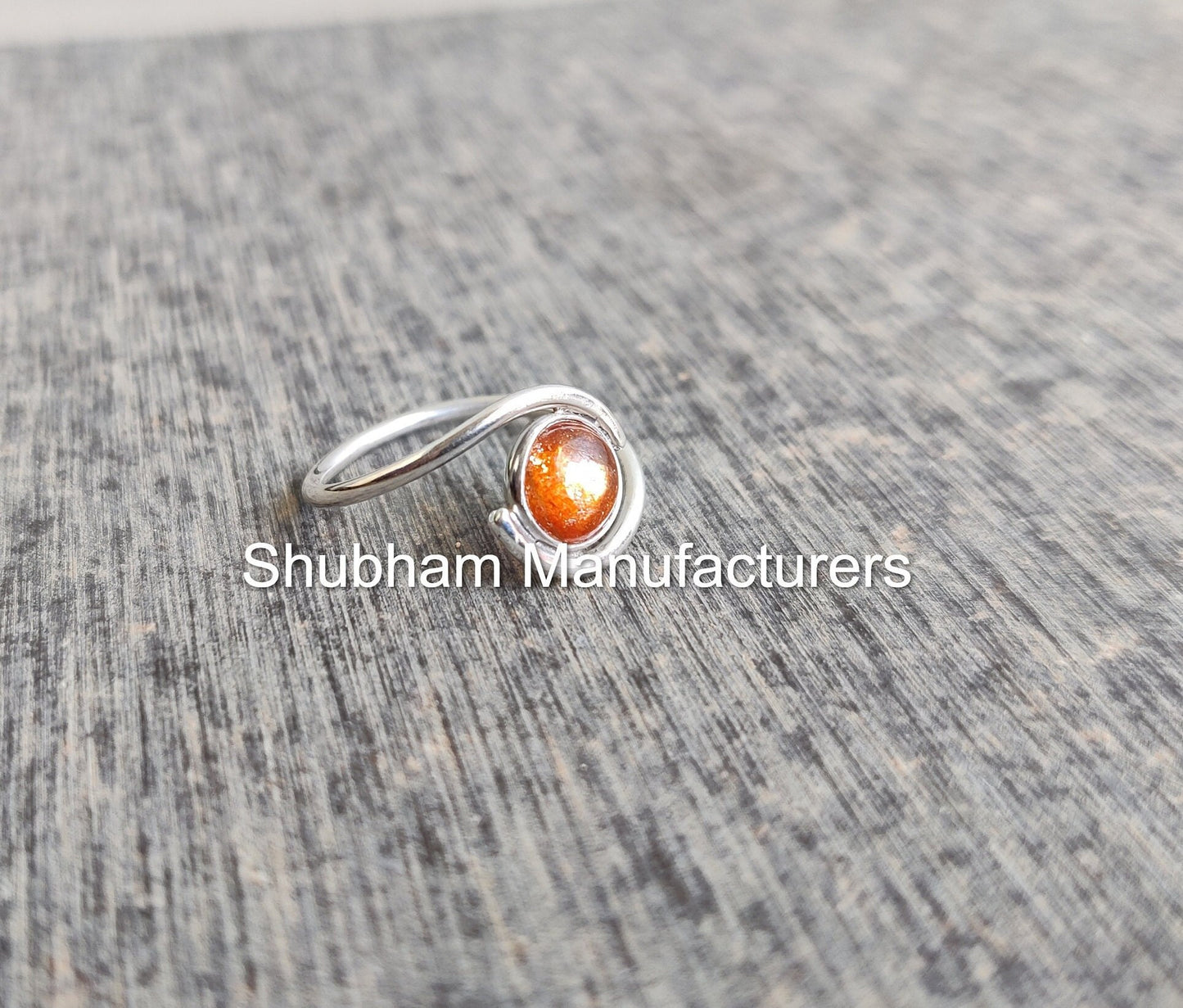 Sun Stone Ring, 925 Sterling Silver Ring, Sunstone Jewelry, Natural Gemstone Ring, Silver Birthstone Ring, Handmade Gift for Her,Bypass Ring