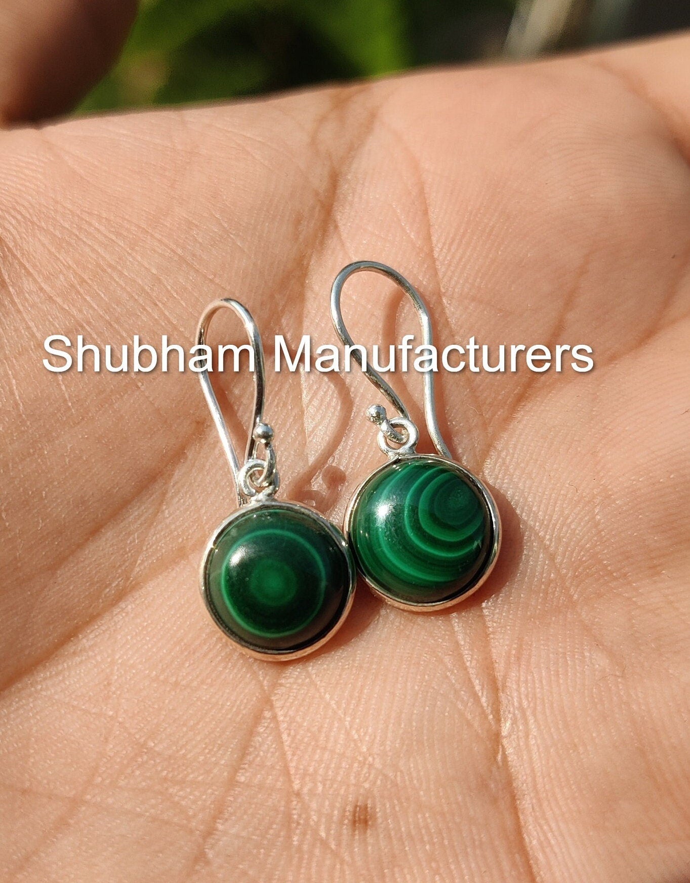 Natural Malachite Earrings, 925 Sterling Silver Earrings, Malachite Gemstone Earrings, Simple Everyday Earrings, Malachite Dangle Earrings