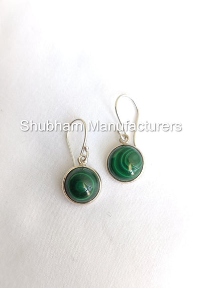 Natural Malachite Earrings, 925 Sterling Silver Earrings, Malachite Gemstone Earrings, Simple Everyday Earrings, Malachite Dangle Earrings