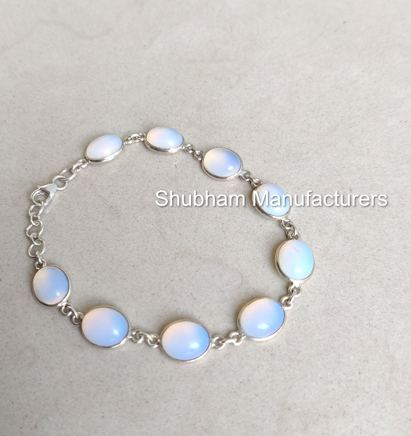 925 Sterling Silver Milky Opalite Bracelet, Adjustable Gemstone Bracelet, Opalite Jewelry, Minimalist Stone Jewelry,Healing Crystal Bracelet