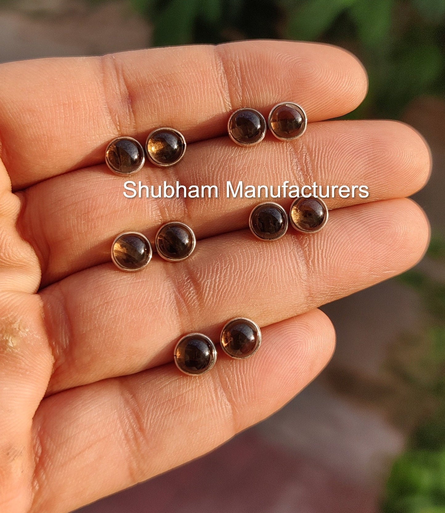 Smoky Quartz Stud Earrings, 925 Sterling Silver Studs, Tiny Post Earrings, Minimalist Style Earrings, Brown Gemstone Earrings, 6mm Studs