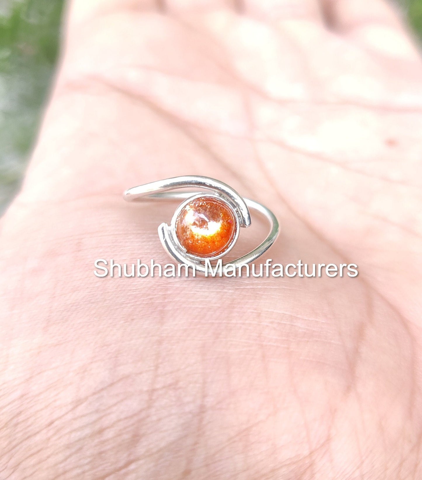 Sun Stone Ring, 925 Sterling Silver Ring, Sunstone Jewelry, Natural Gemstone Ring, Silver Birthstone Ring, Handmade Gift for Her,Bypass Ring