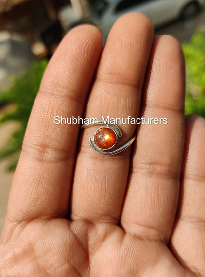 Sun Stone Ring, 925 Sterling Silver Ring, Sunstone Jewelry, Natural Gemstone Ring, Silver Birthstone Ring, Handmade Gift for Her,Bypass Ring