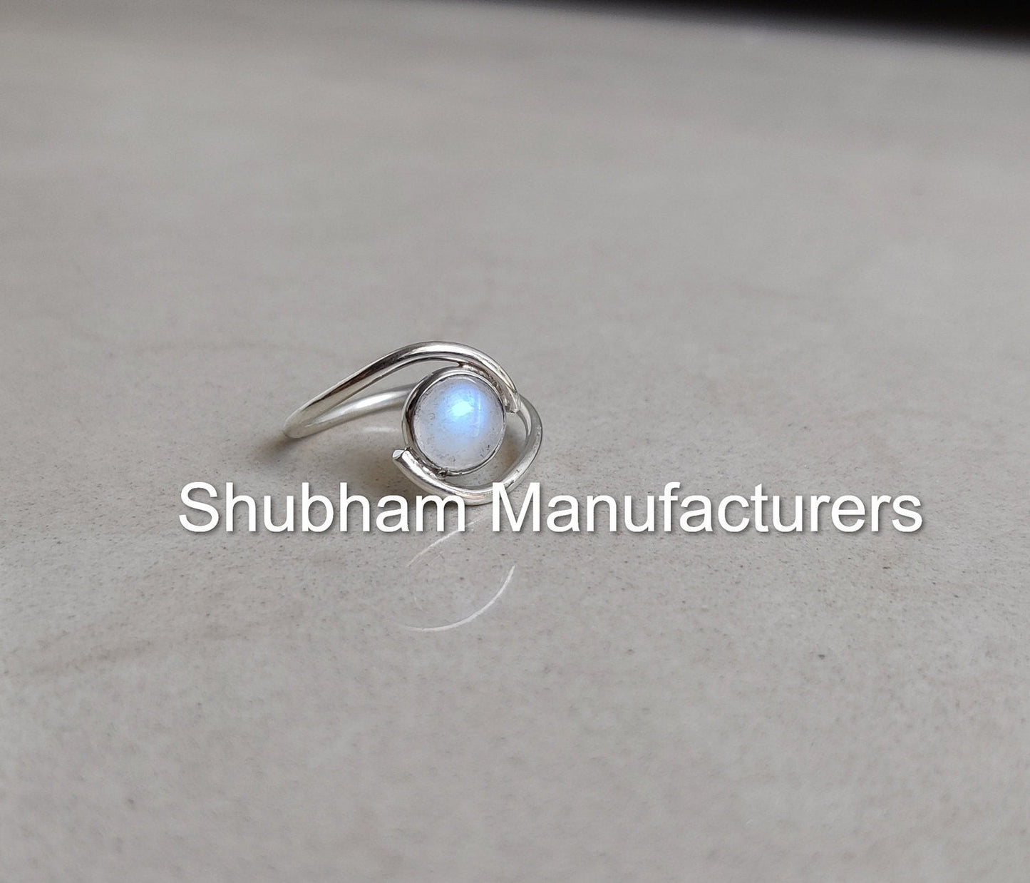 Natural Rainbow Moonstone Ring, 925 Sterling Silver Ring, Blue Fire Moonstone Ring, Birthstone Jewelry, Blue Moonstone Bypass Ring for Her