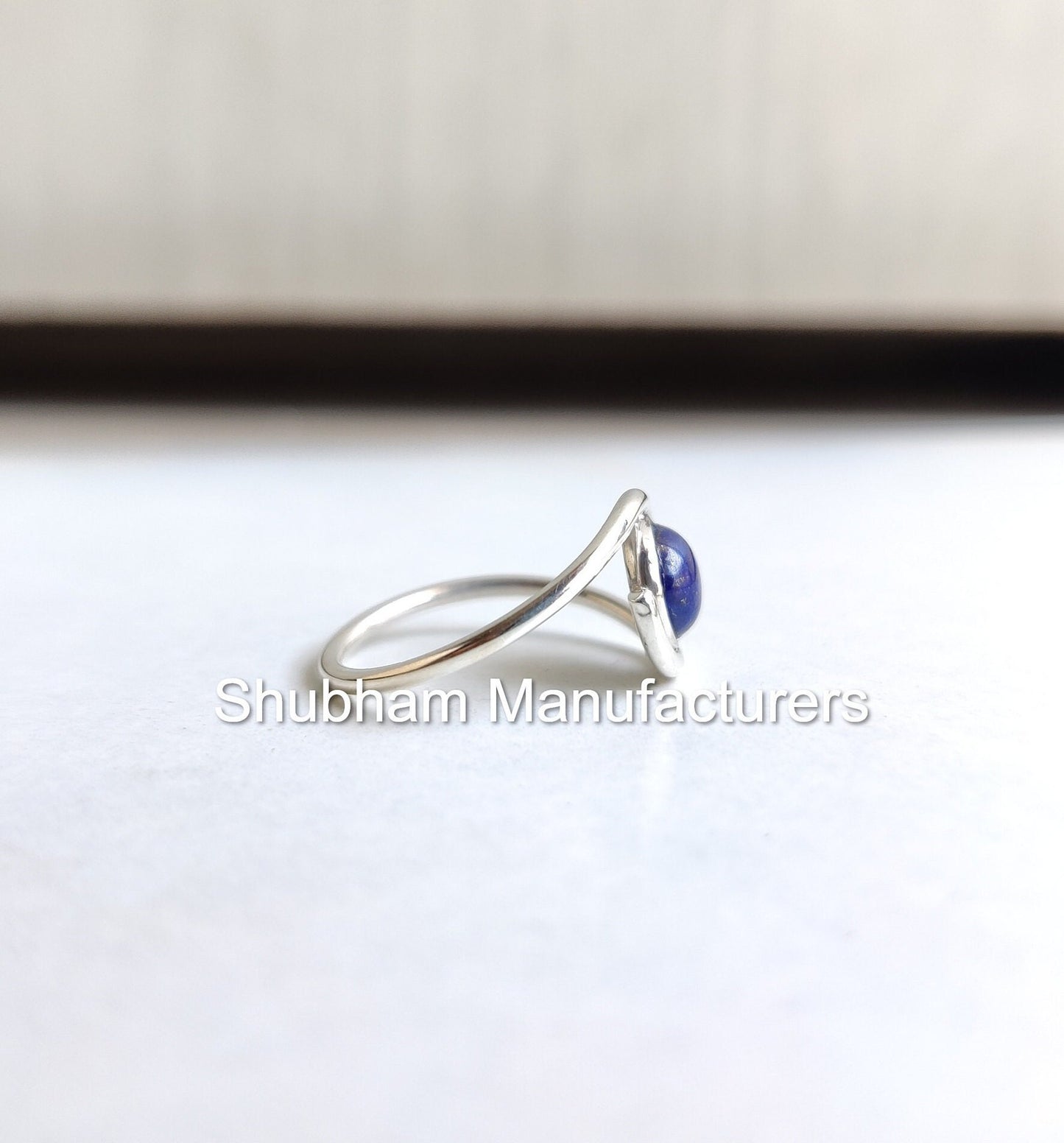 Genuine Lapis Lazuli Ring, 925 Sterling Silver Ring, Bypass Gemstone Ring, January Birthstone Ring, Blue Lapis Jewelry, Simple Everyday Ring