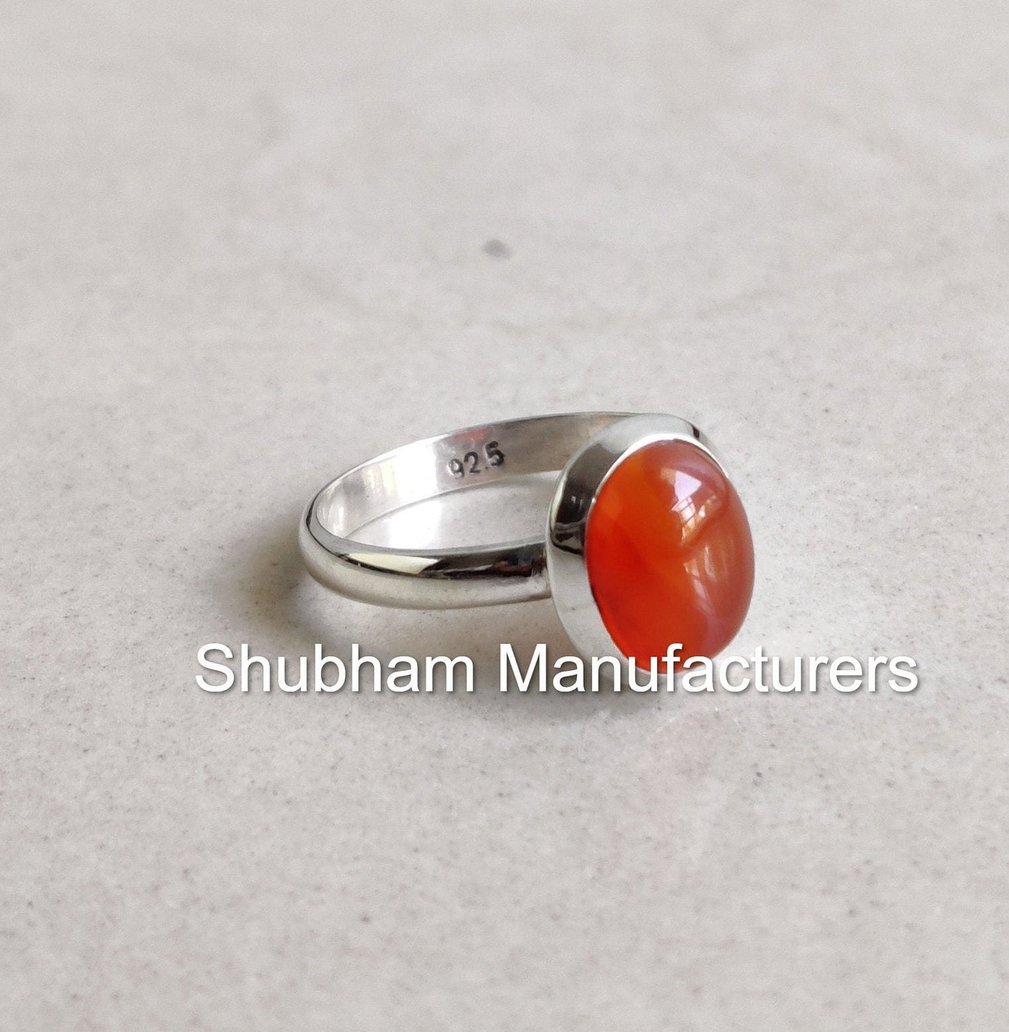 Natural Carnelian Ring, 925 Sterling Silver Ring, Orange Gemstone Ring, Promise Ring for Her, Modern Simple Everyday Ring, Anniversary Gift