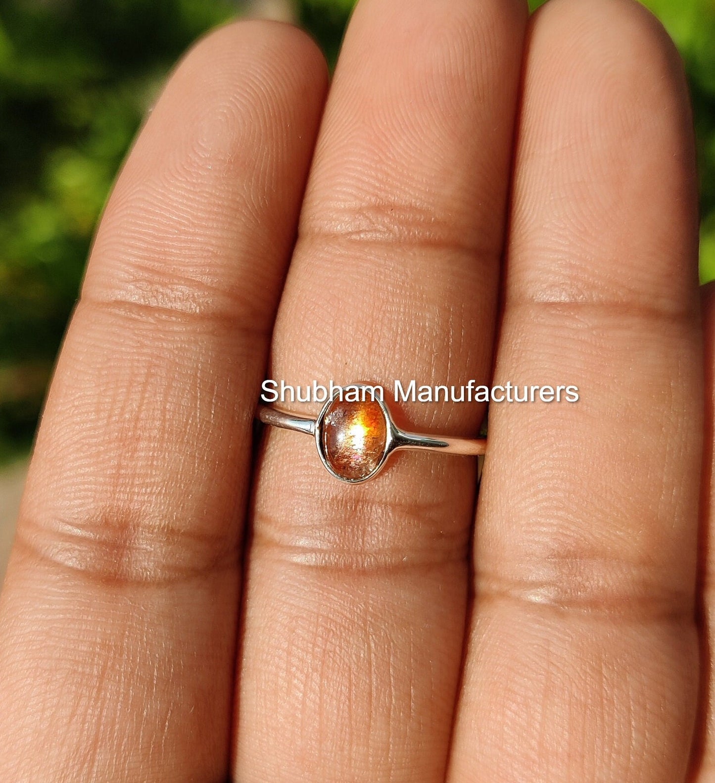 Natural Sun stone Ring, 925 Sterling Silver Ring, Simple Everyday Ring for Her, Sunstone Crystal Ring, Orange Stone Jewelry, Tiny Ring