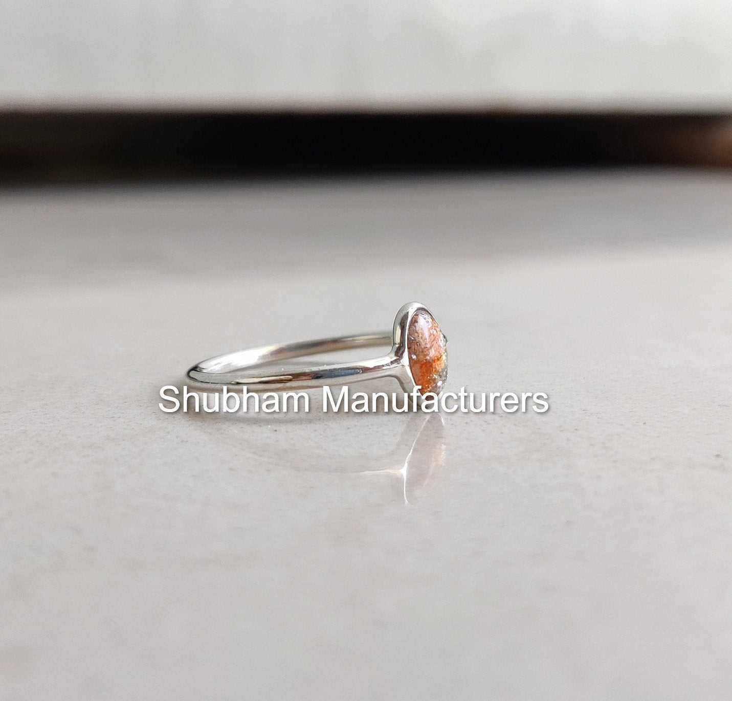 Natural Sun stone Ring, 925 Sterling Silver Ring, Simple Everyday Ring for Her, Sunstone Crystal Ring, Orange Stone Jewelry, Tiny Ring