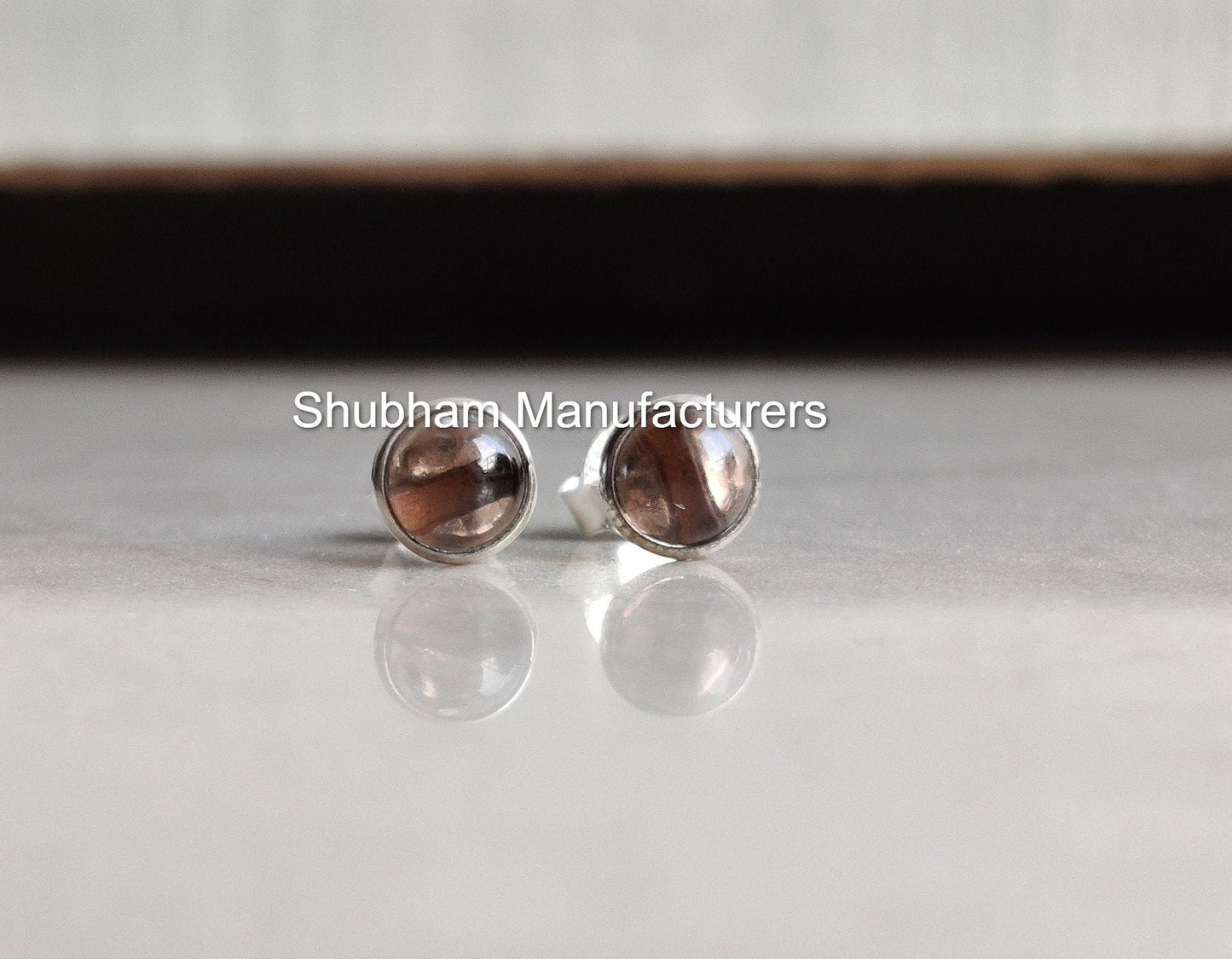 Smoky Quartz Stud Earrings, 925 Sterling Silver Studs, Tiny Post Earrings, Minimalist Style Earrings, Brown Gemstone Earrings, 6mm Studs