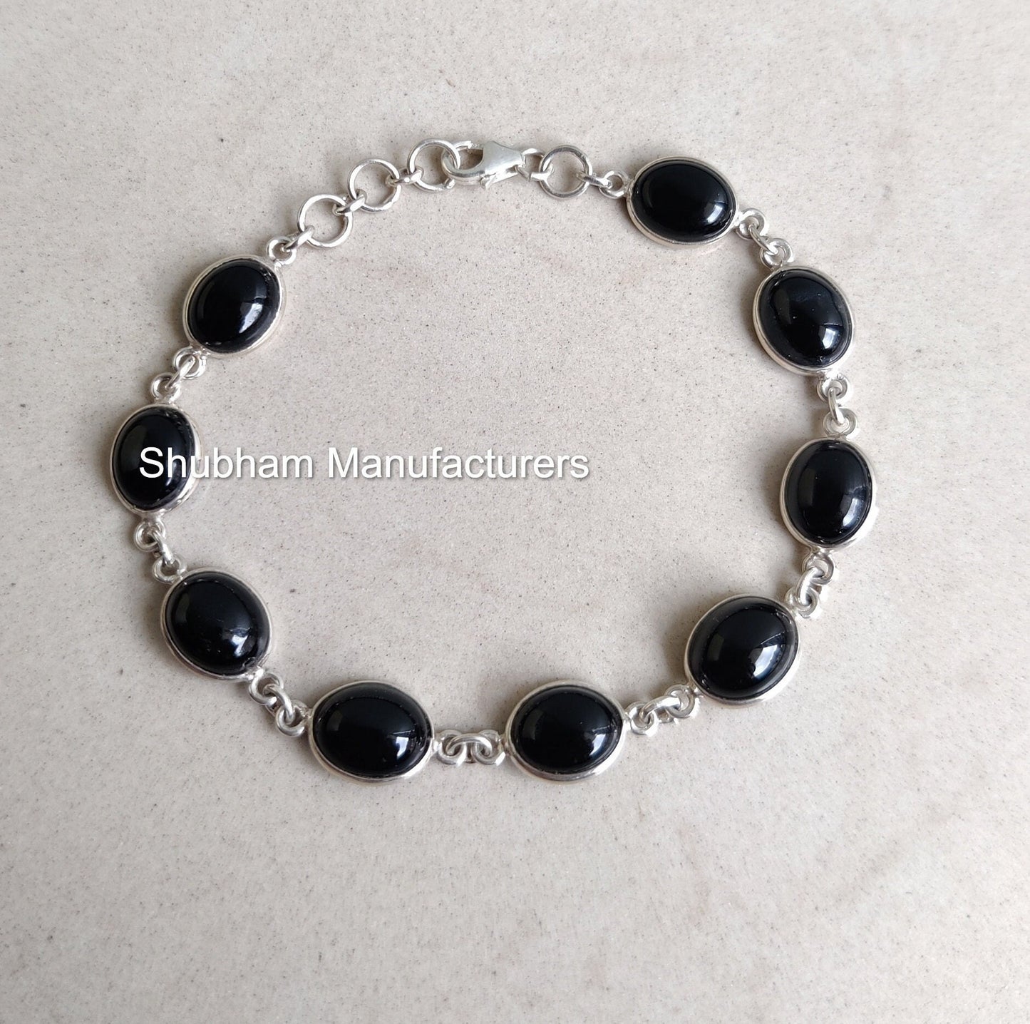 Black Onyx Bracelet, 925 Sterling Silver Bracelet, Black Stone Bracelet, Onyx Jewelry, Adjustable Bracelet for Her, July Birthstone Bracelet