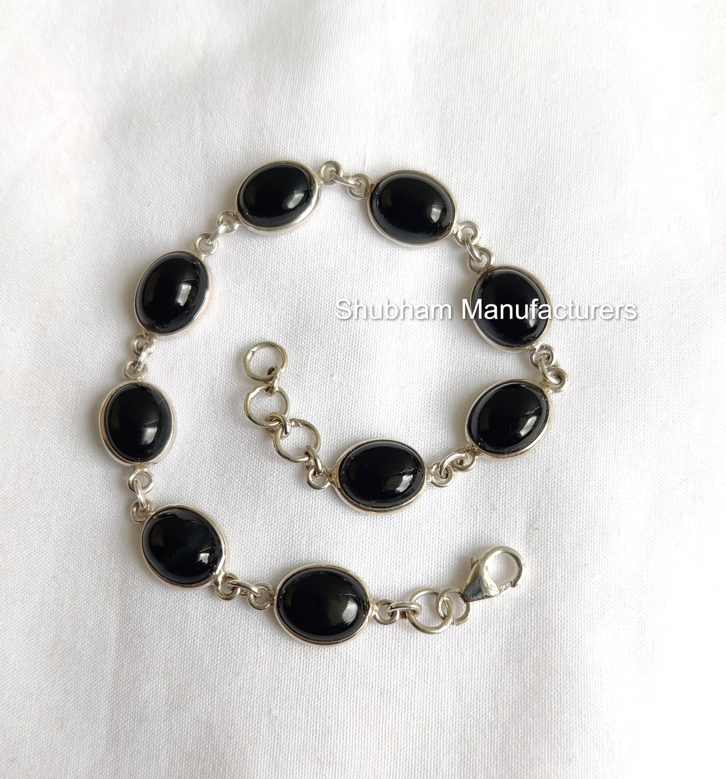 Black Onyx Bracelet, 925 Sterling Silver Bracelet, Black Stone Bracelet, Onyx Jewelry, Adjustable Bracelet for Her, July Birthstone Bracelet