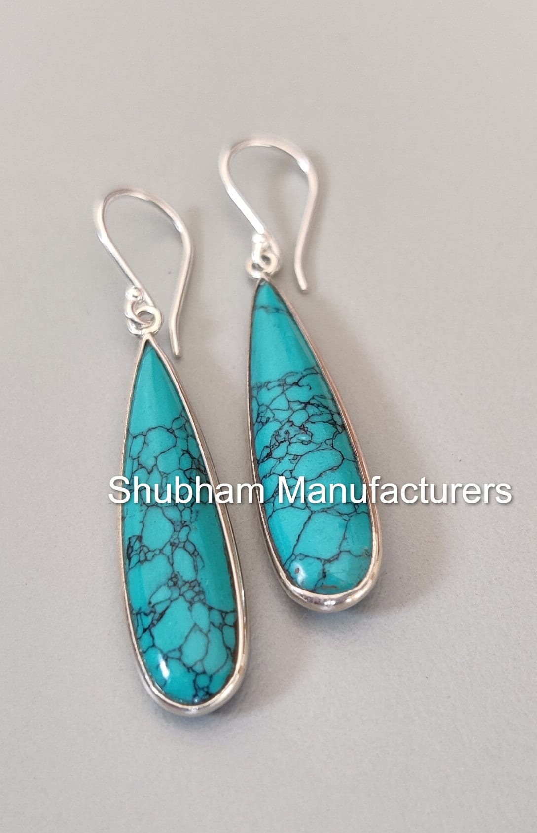 Genuine Turquoise Earrings, 925 Sterling Silver Earrings, Turquoise Silver Jewelry, Teardrop Gemstone Earrings, Wedding Jewelry for Women