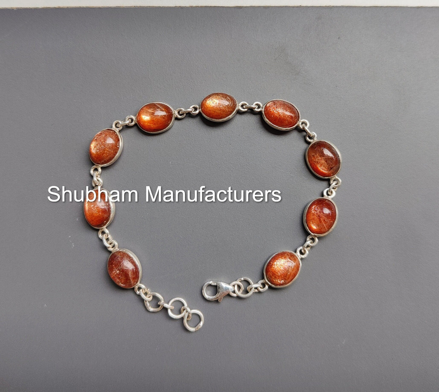 Natural Sunstone Bracelet, 925 Sterling Silver Bracelet, Handmade Bracelet for Her, Flashy Sunstone Jewelry, Orange Gemstone Bracelet