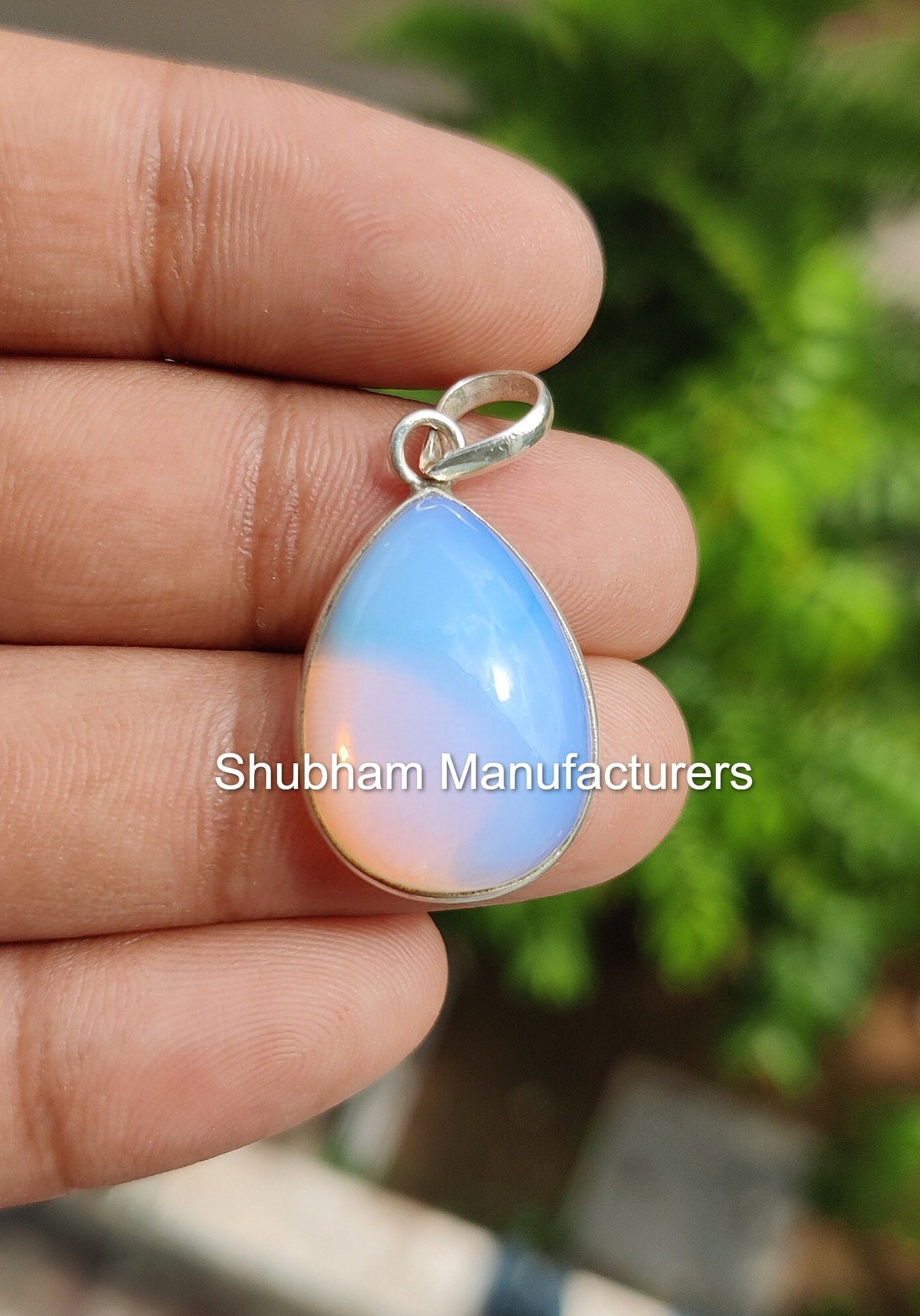 Genuine Oplaite Pendant, 925 Sterling Silver Pendant, Minimalist Gemstone Pendant, Fire Opal Necklace, Reiki Energy Jewelry, Healing Crystal