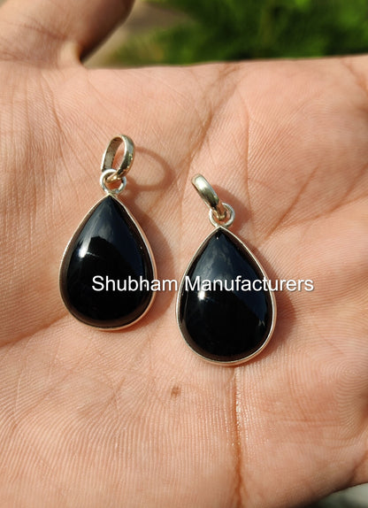Natural Black Onyx Pendant, 925 Sterling Silver Pendant, Handmade Gemstone Necklace, Bridal Wedding Jewelry, Healing Stone Pendant for Her