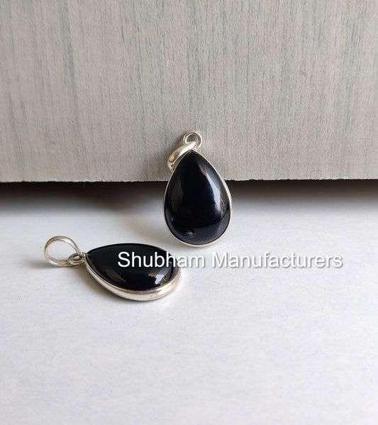 Natural Black Onyx Pendant, 925 Sterling Silver Pendant, Handmade Gemstone Necklace, Bridal Wedding Jewelry, Healing Stone Pendant for Her