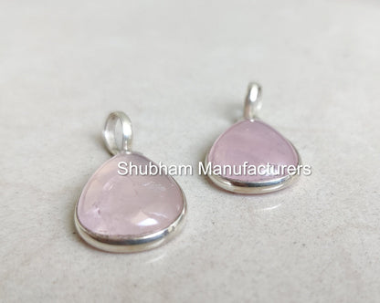 Natural Rose Quartz Pendant, 925 Sterling Silver Pendant, Pink Gemstone Necklace, Bridal Gift for her, Healing Crystal Pendant, Wedding Gift