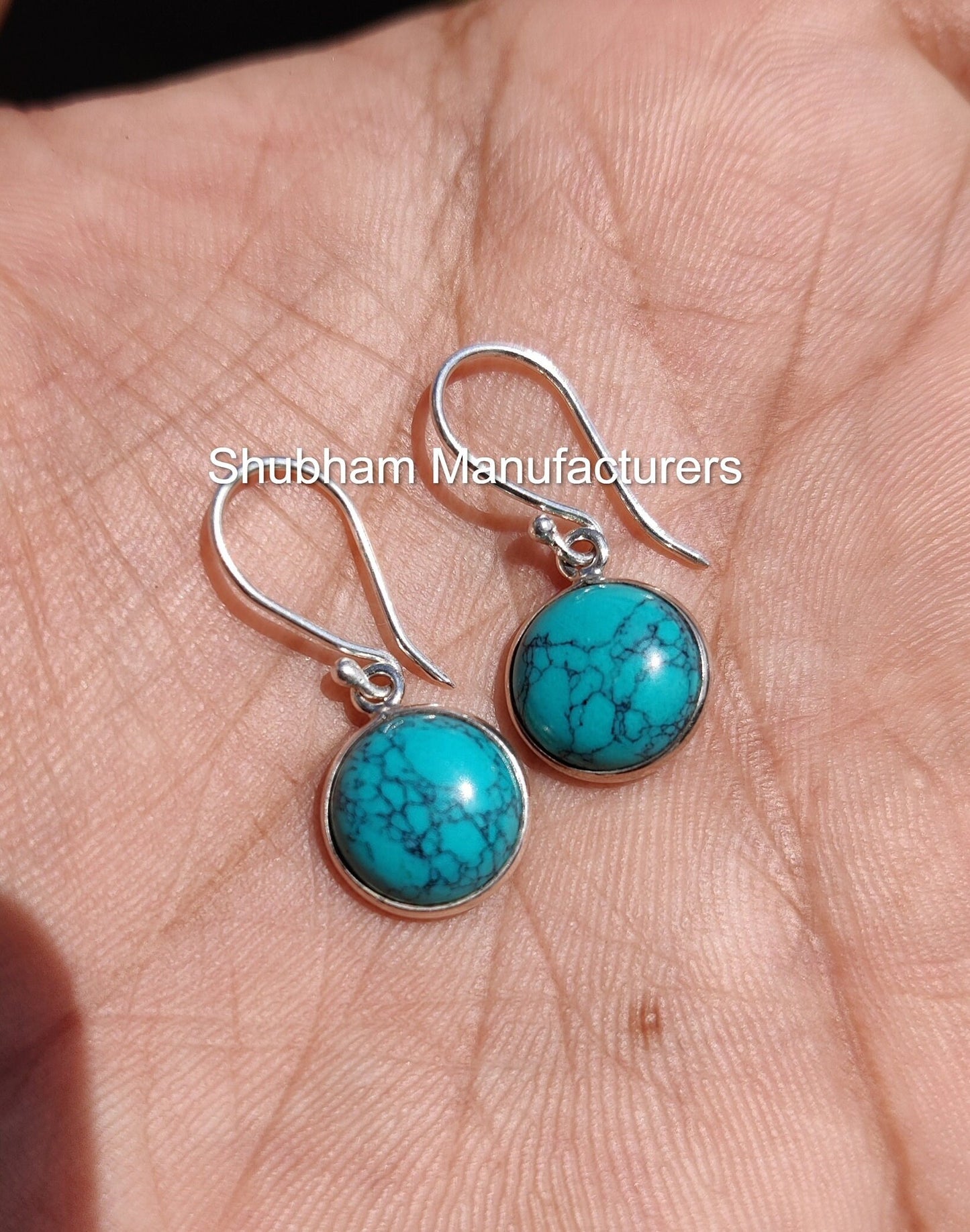 Natural Turquoise Earrings, 925 Sterling Silver Earrings, Handmade Turquoise Jewelry, Blue Stone Dangle Earrings, Wedding Anniversary Gift