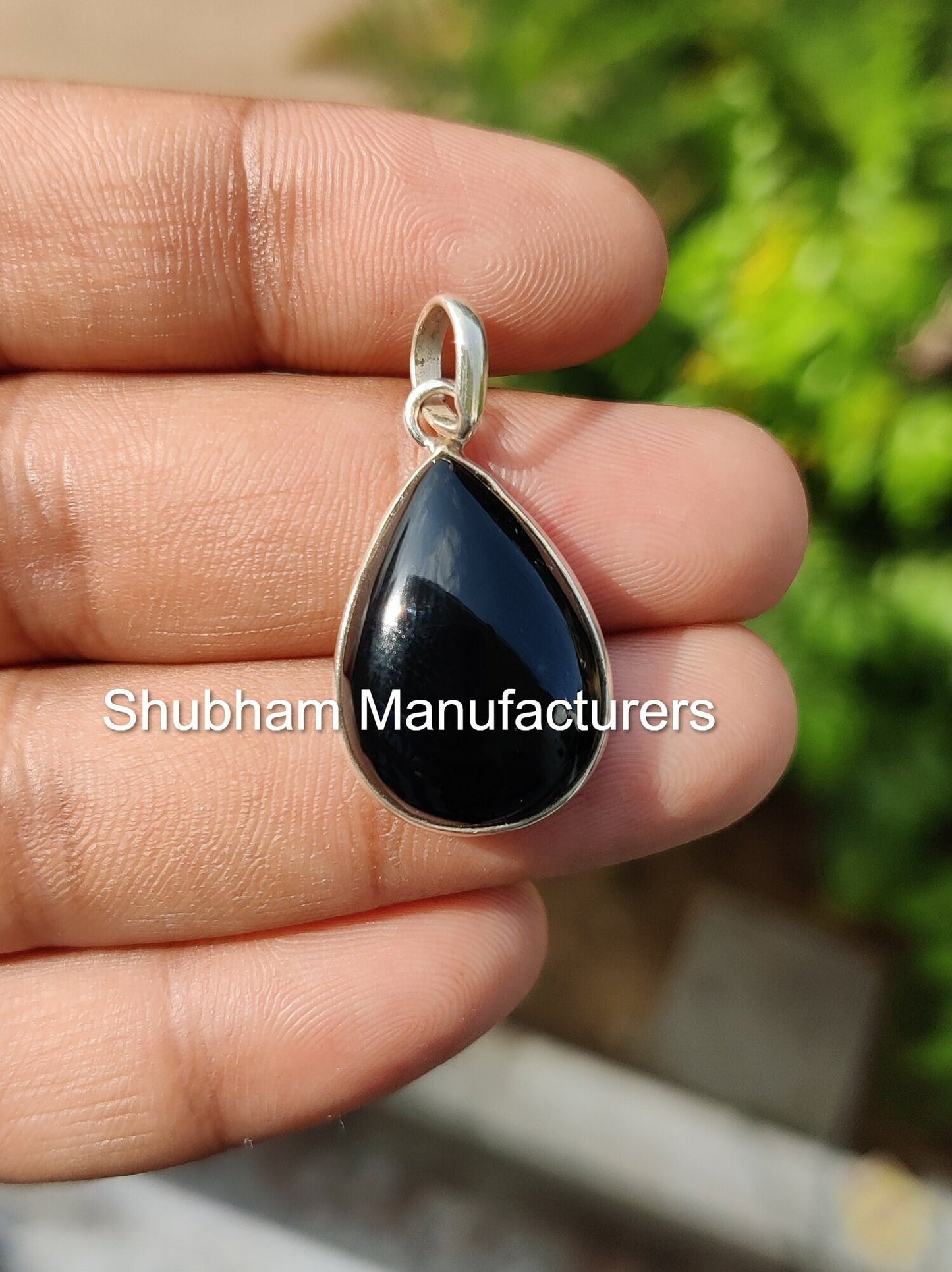 Natural Black Onyx Pendant, 925 Sterling Silver Pendant, Handmade Gemstone Necklace, Bridal Wedding Jewelry, Healing Stone Pendant for Her
