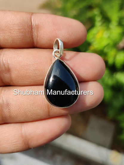 Natural Black Onyx Pendant, 925 Sterling Silver Pendant, Handmade Gemstone Necklace, Bridal Wedding Jewelry, Healing Stone Pendant for Her