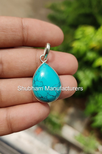 Genuine Turquoise Pendant, Delicate Everyday Pendant for Her, 925 Sterling Silver Pendant, December Birthstone, Natural Gemstone Jewelry