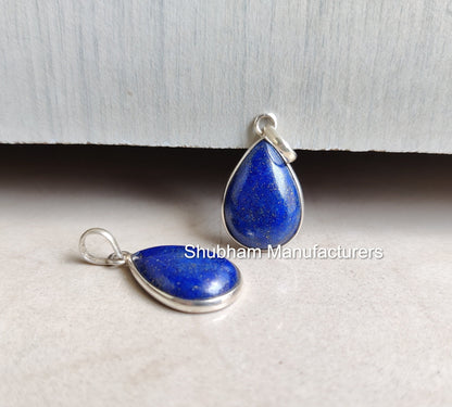 Genuine Lapis Lazuli Pendant, Healing Crystal Necklace, 925 Sterling Silver Pendant, Blue Lapis Jewelry, Natural Gemstone Pendant for Her