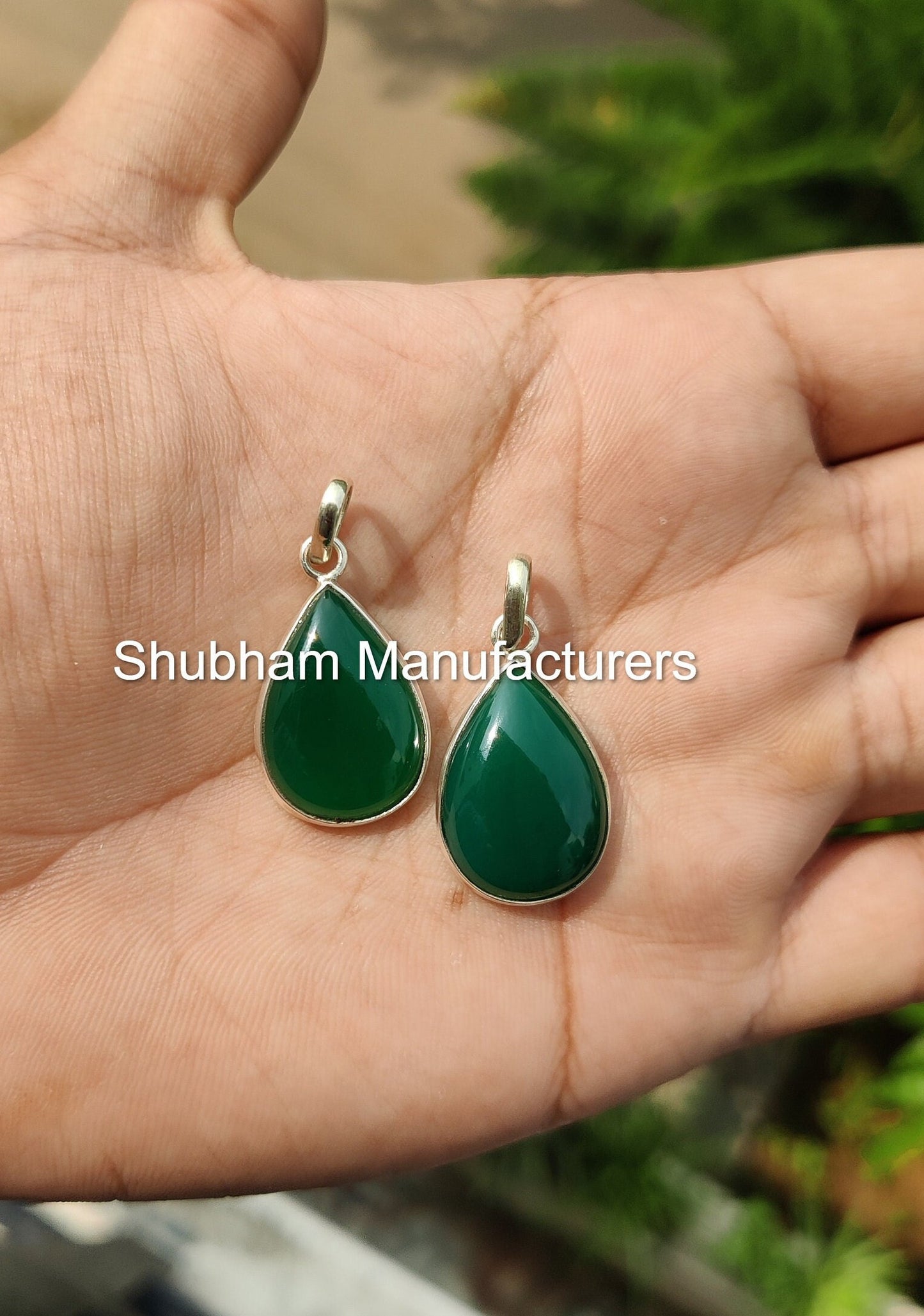 Natural Green Onyx Pendant, 925 Sterling Silver Pendant, Green Gemstone Jewelry, Teardrop Shape Pendant, Green Stone Necklace for Women