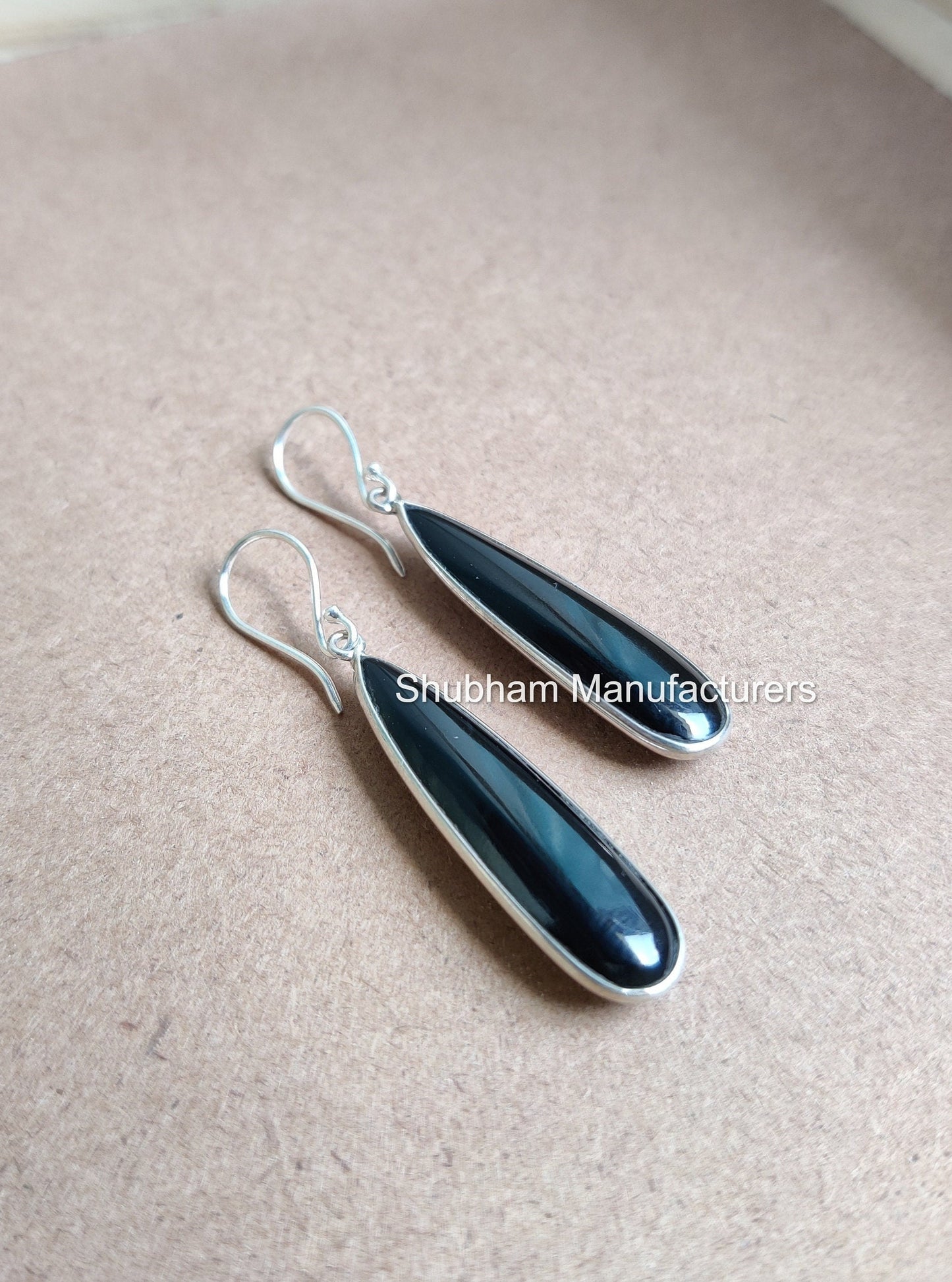 Black Onyx Earrings, 925 Sterling Silver Earrings, Onyx Drop Dangle Earrings, Black Stone Earrings for Her, Wedding Jewelry, Long Earrings