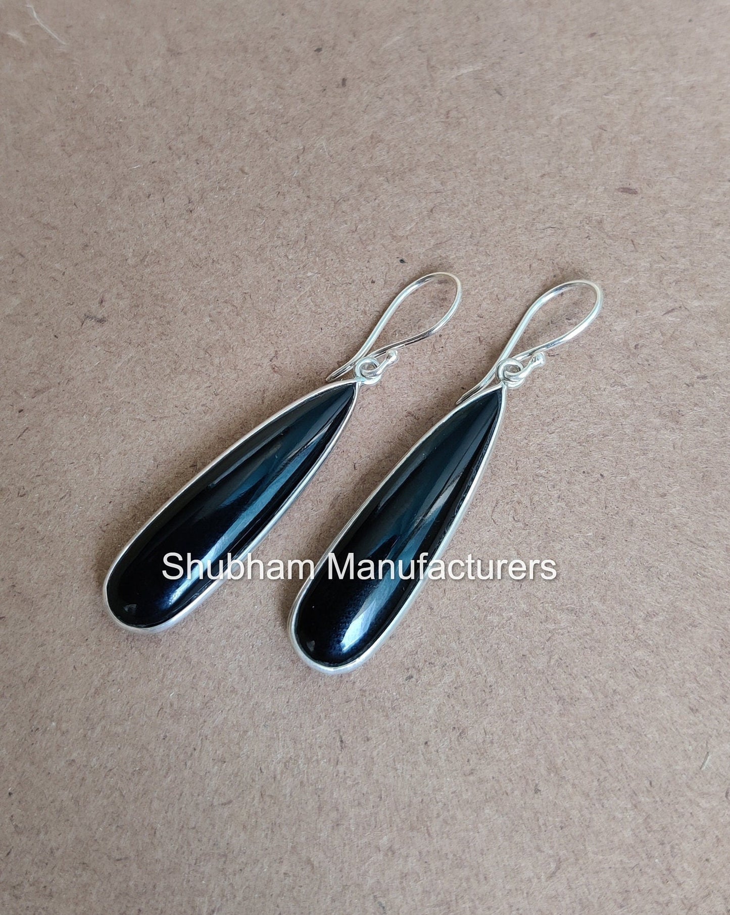 Black Onyx Earrings, 925 Sterling Silver Earrings, Onyx Drop Dangle Earrings, Black Stone Earrings for Her, Wedding Jewelry, Long Earrings