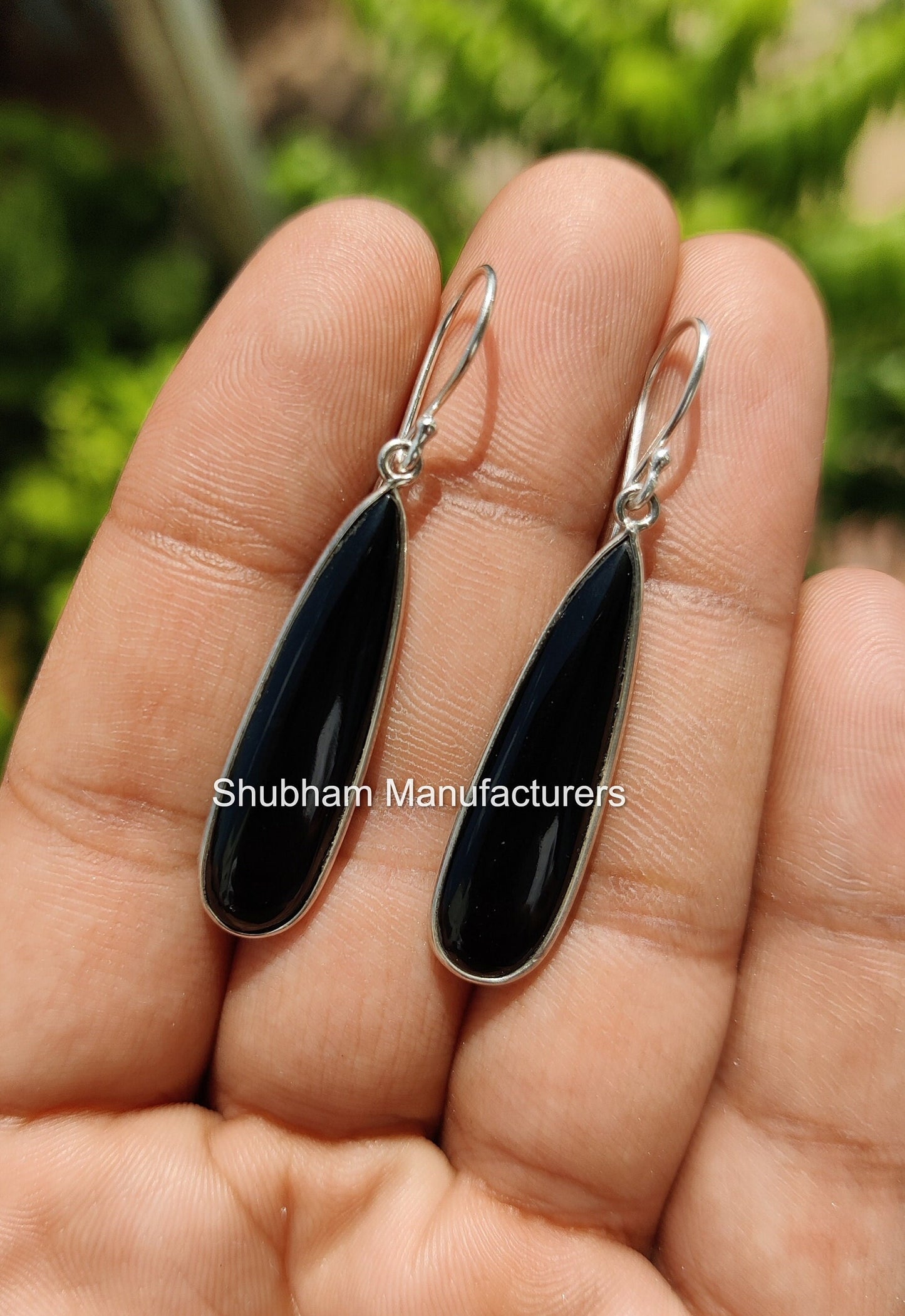 Black Onyx Earrings, 925 Sterling Silver Earrings, Onyx Drop Dangle Earrings, Black Stone Earrings for Her, Wedding Jewelry, Long Earrings