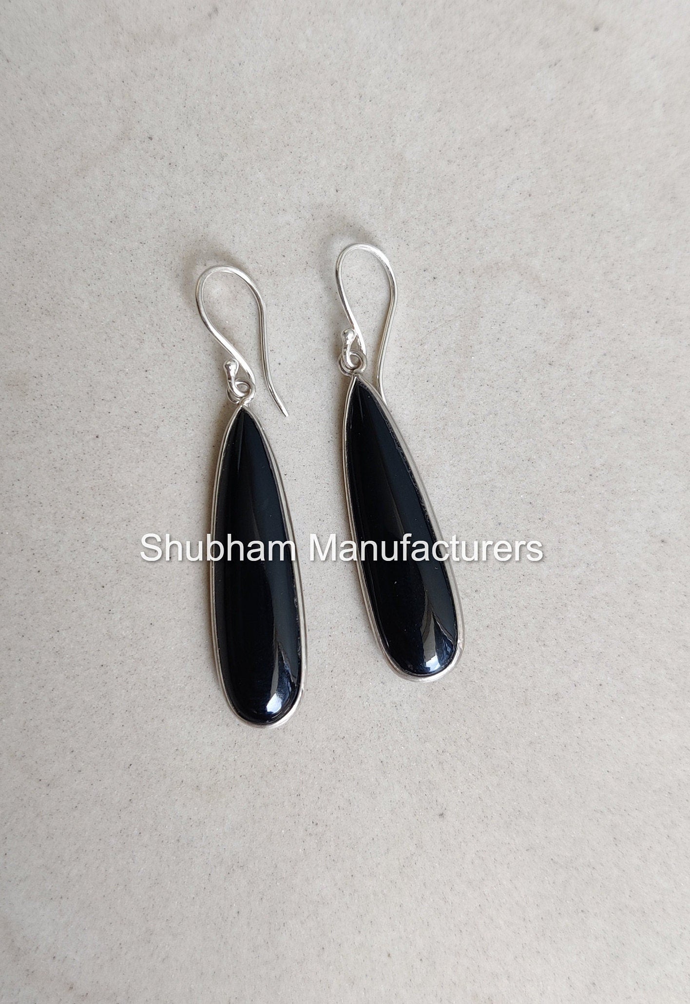 Black Onyx Earrings, 925 Sterling Silver Earrings, Onyx Drop Dangle Earrings, Black Stone Earrings for Her, Wedding Jewelry, Long Earrings