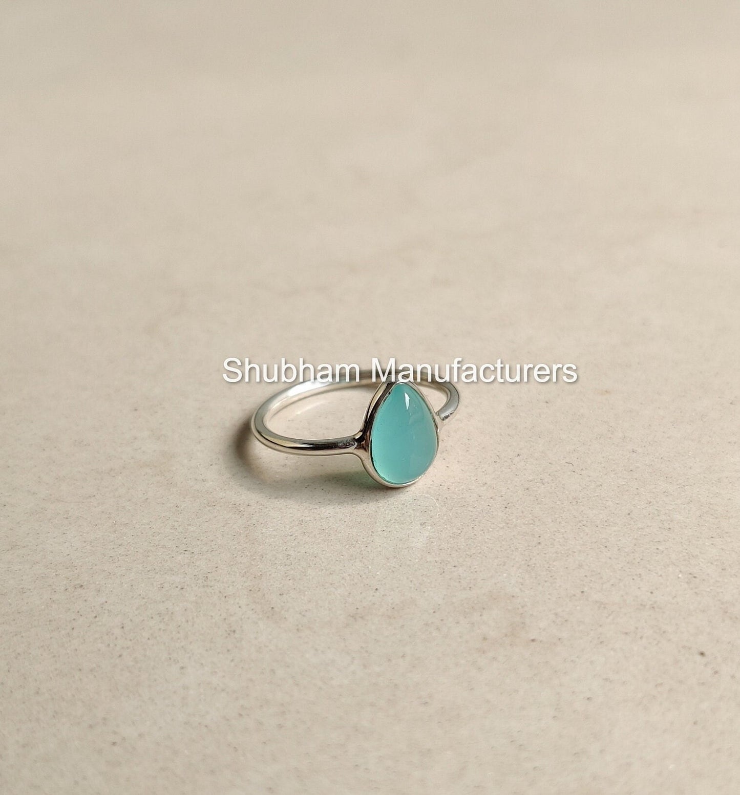 Aqua Chalcedony Ring, 925 Sterling Silver Ring, Dainty Handmade Silver Ring  for Her, Aqua Chalcedony Jewelry, Blue Gemstone Ring for Women