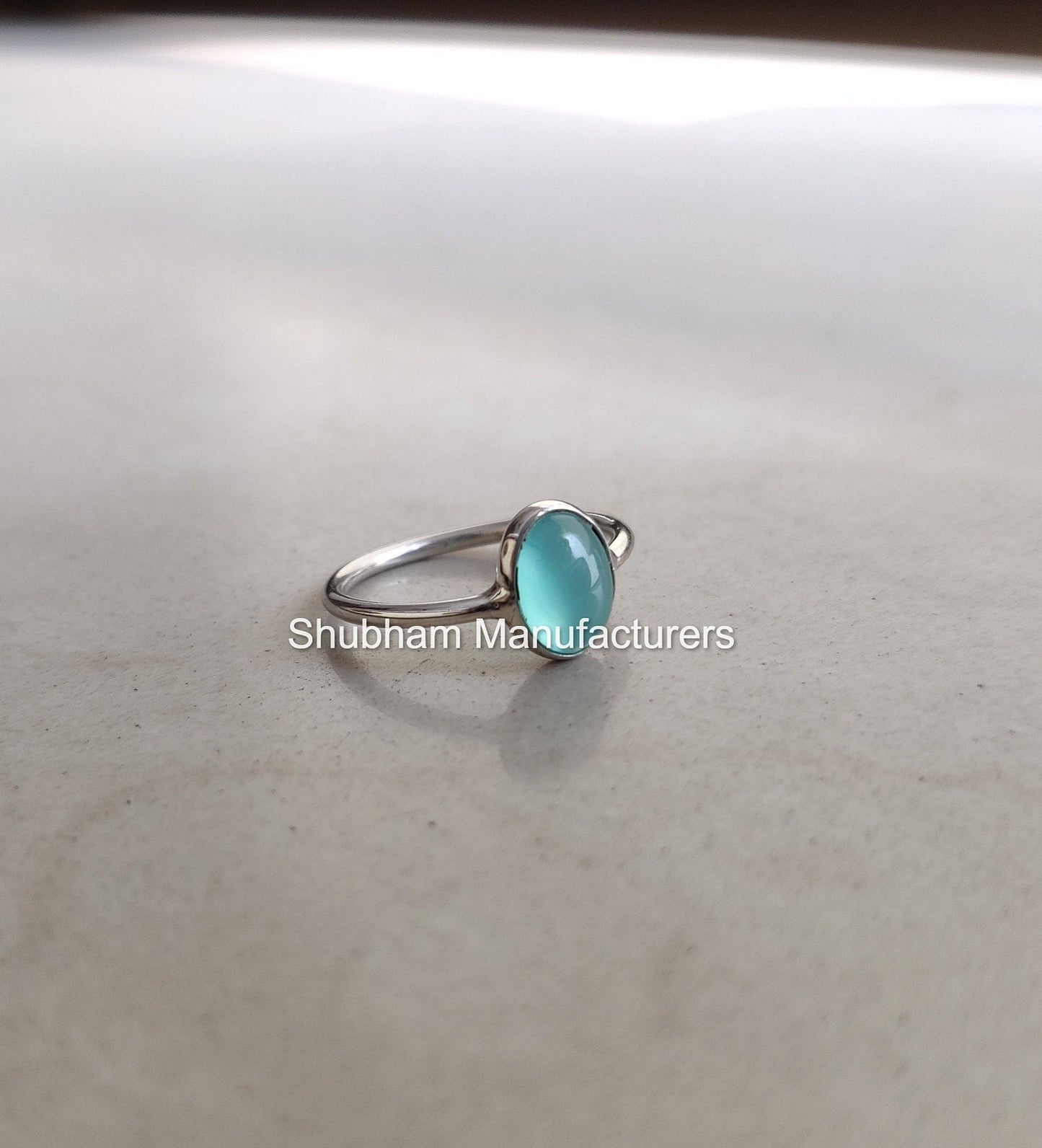 Aqua Chalcedony Ring, 925 Sterling Silver Ring, Blue Gemstone Jewelry, March Birthstone Ring, Dainty Minimalist Ring for Her, Handmade Gift