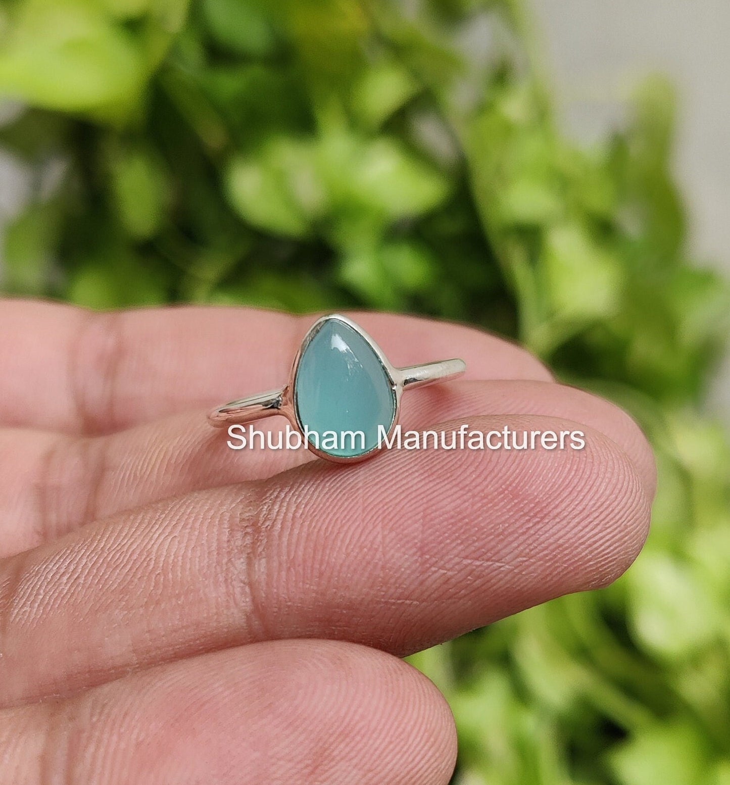 Aqua Chalcedony Ring, 925 Sterling Silver Ring, Dainty Handmade Silver Ring  for Her, Aqua Chalcedony Jewelry, Blue Gemstone Ring for Women