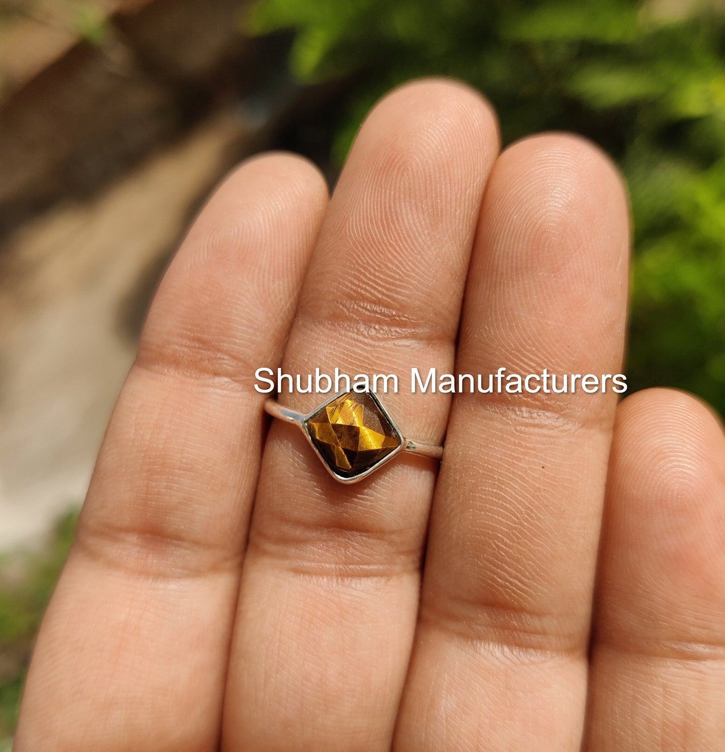 Natural Tiger Eye Ring, 925 Sterling Silver Ring, Brown Gemstone Ring, Tiger's Eye Statement Jewelry, June Birthstone, Cushion Shape Ring