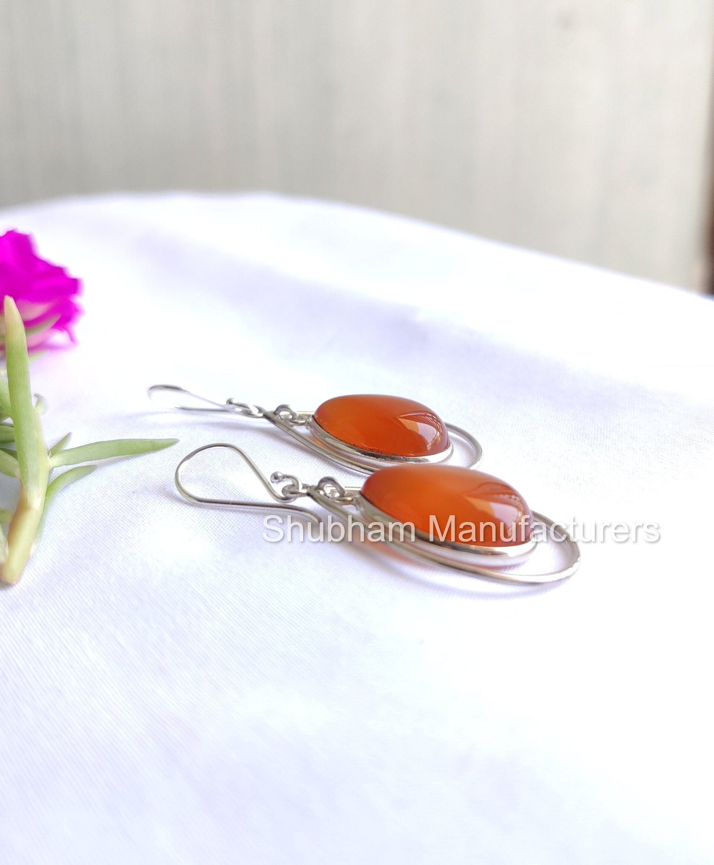 Natural Carnelian Earrings, 925 Sterling Silver Earrings, Anniversary Gift for Her, Teardrop Dangle Earrings, Orange Gemstone Jewelry