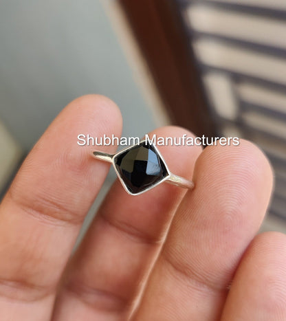 Natural Black Onyx Ring, 925 Sterling Silver Ring, Genuine Handcrafted Black Onyx Jewelry, December Birthstone, Elegance Jewelry for Women